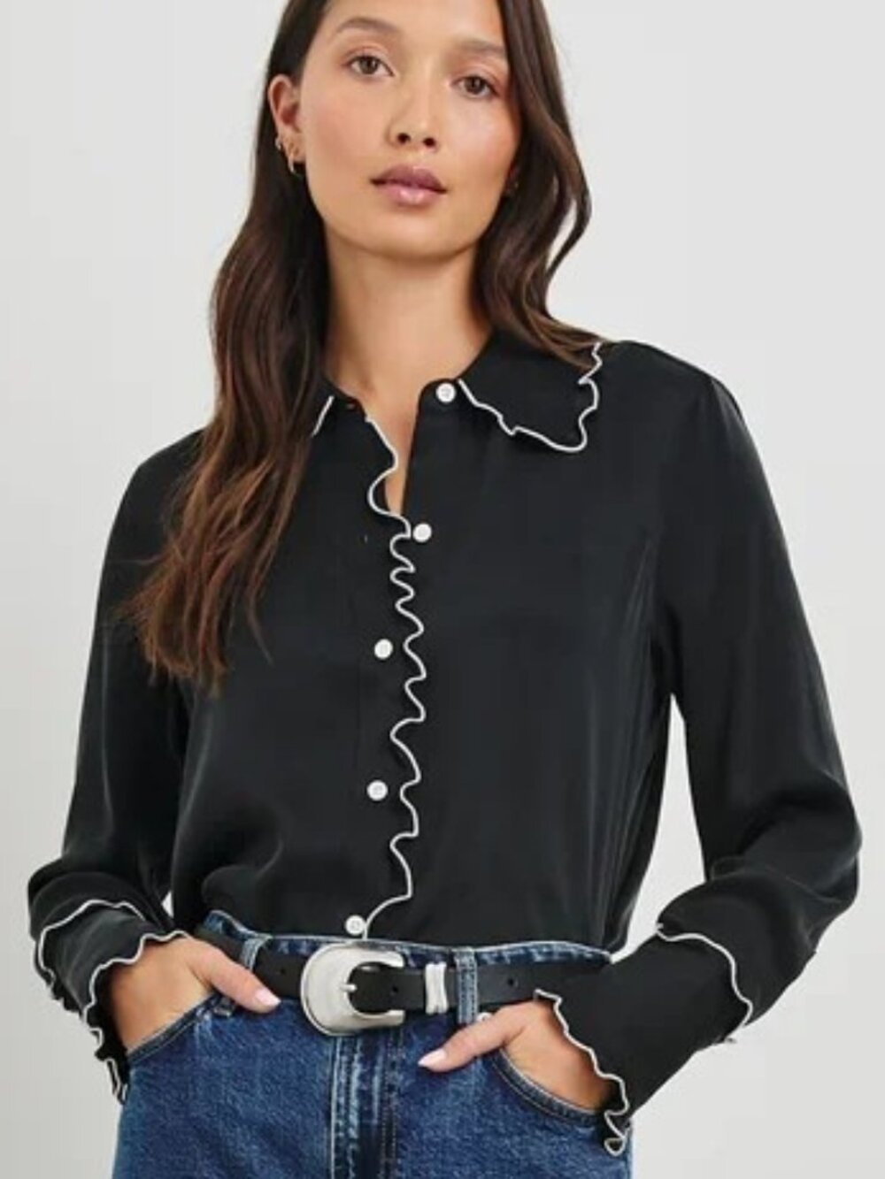Rails Fia Luxe Silk Charmeuse Button Up Shirt Size XL